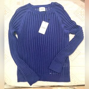 NWT Revolve Stitches+Stripes Blue Knit 100% Cotton Sweater Large